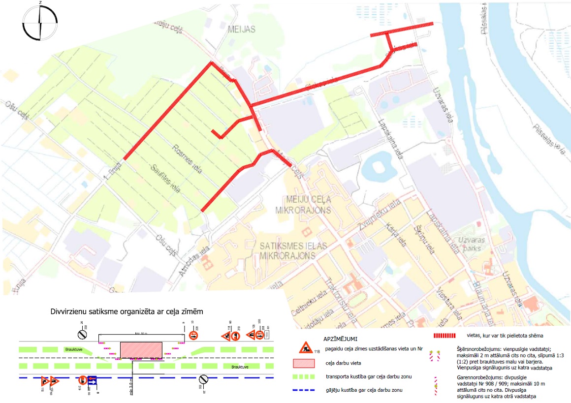 Satiksmes organizācijas shēma Slokas ielā un 1. līnijā