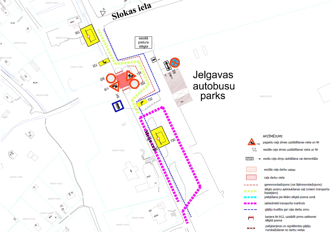 Satiksmes organizācijas shēma Meiju ceļā