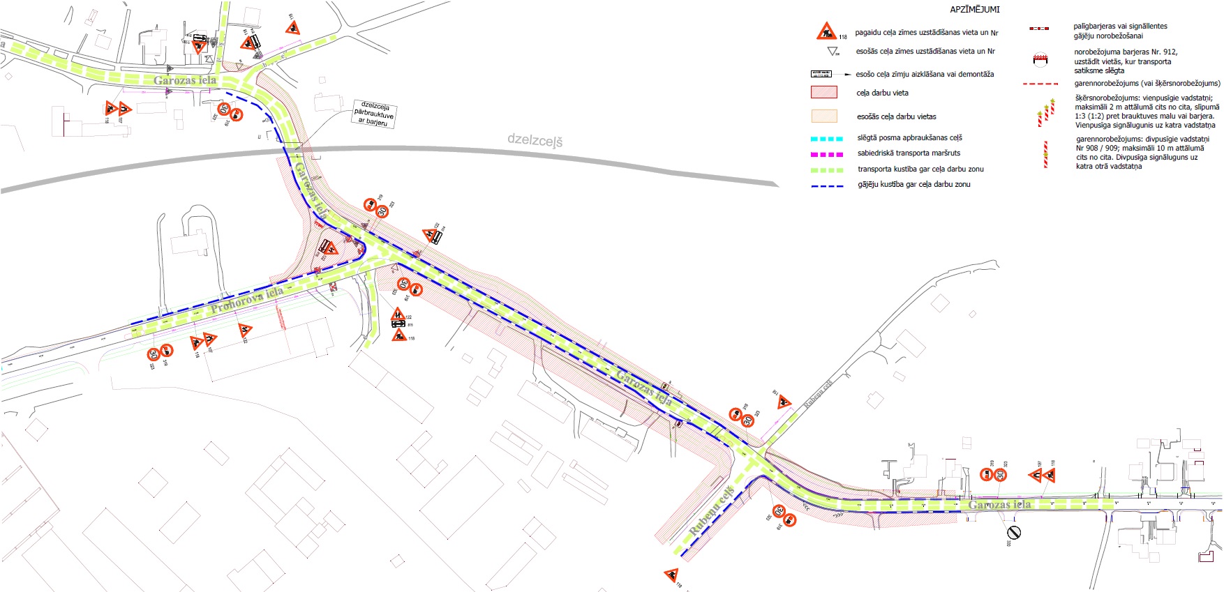 Satiksmes organizācijas shēma Garozas ielā