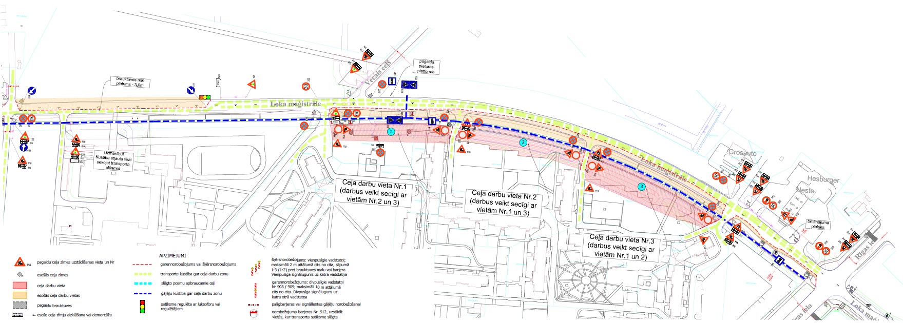 Satiksmes organizācijas shēma Loka maģistrālē
