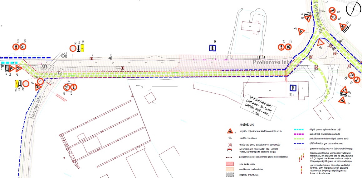 Satiksmes organizācijas shēma Prohorova ielā