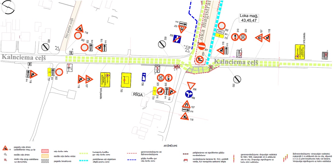 Satiksmes organizācijas shēma Loka maģistrāles un Kalnciema ceļa krustojumā