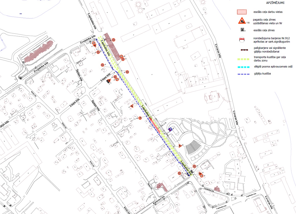 Satiksmes organizācijas shēma Lapskalna ielā