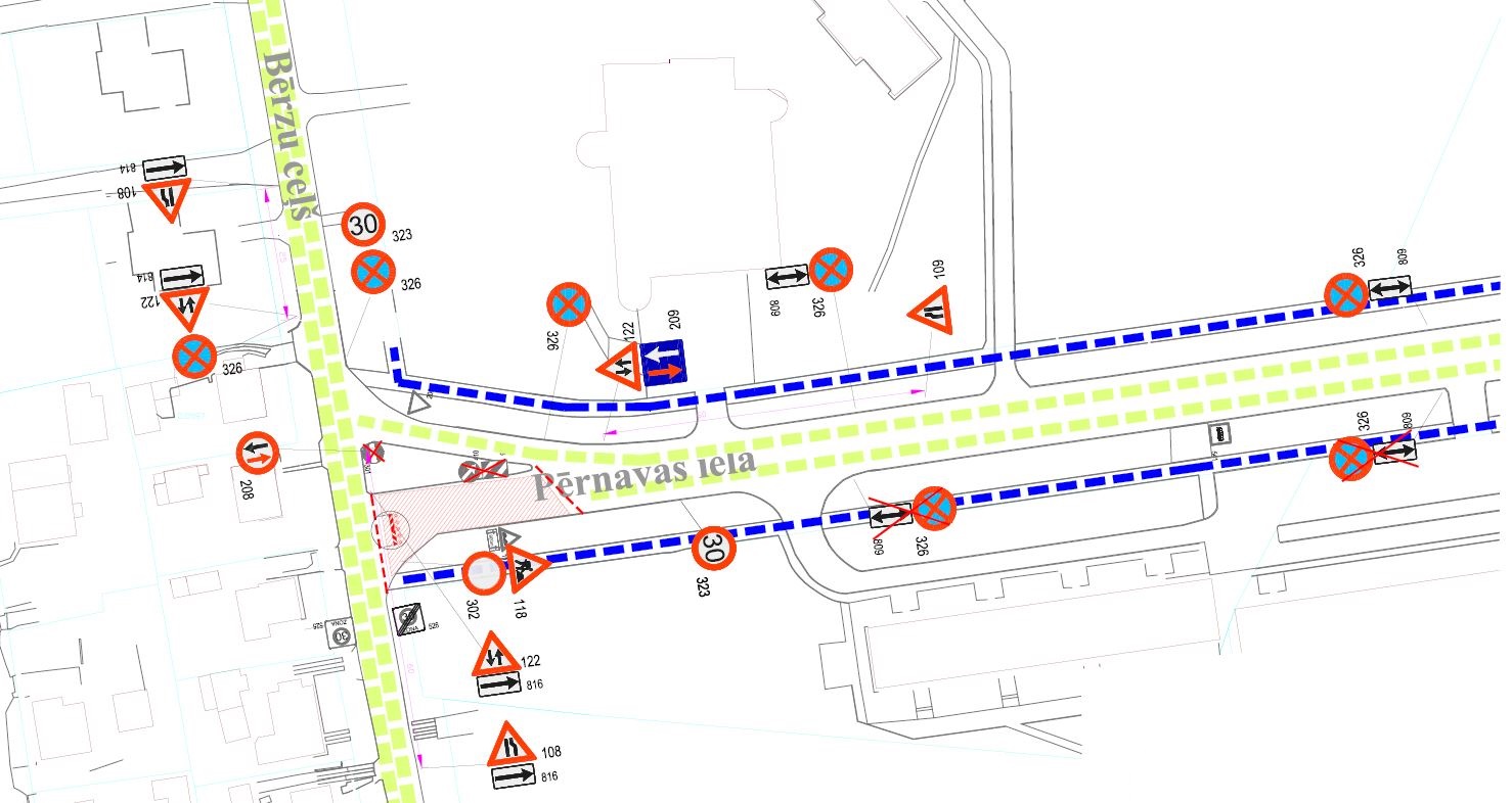 Satiksmes organizācijas shēma Pērnavas ielā