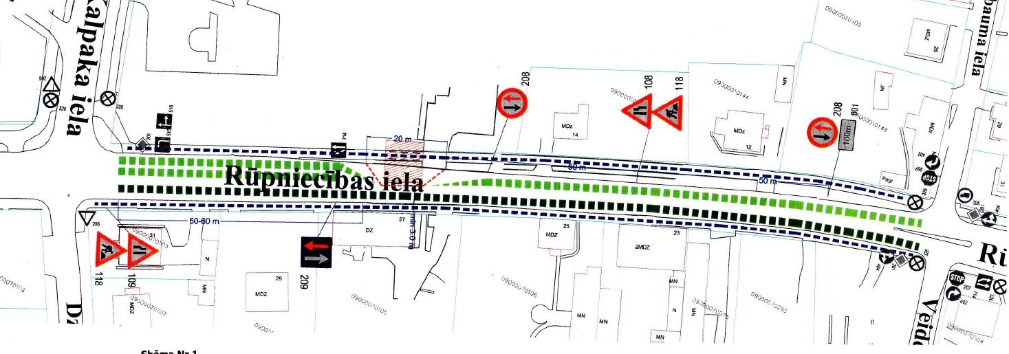 Satiksmes organizācijas shēma Rūpniecības ielā