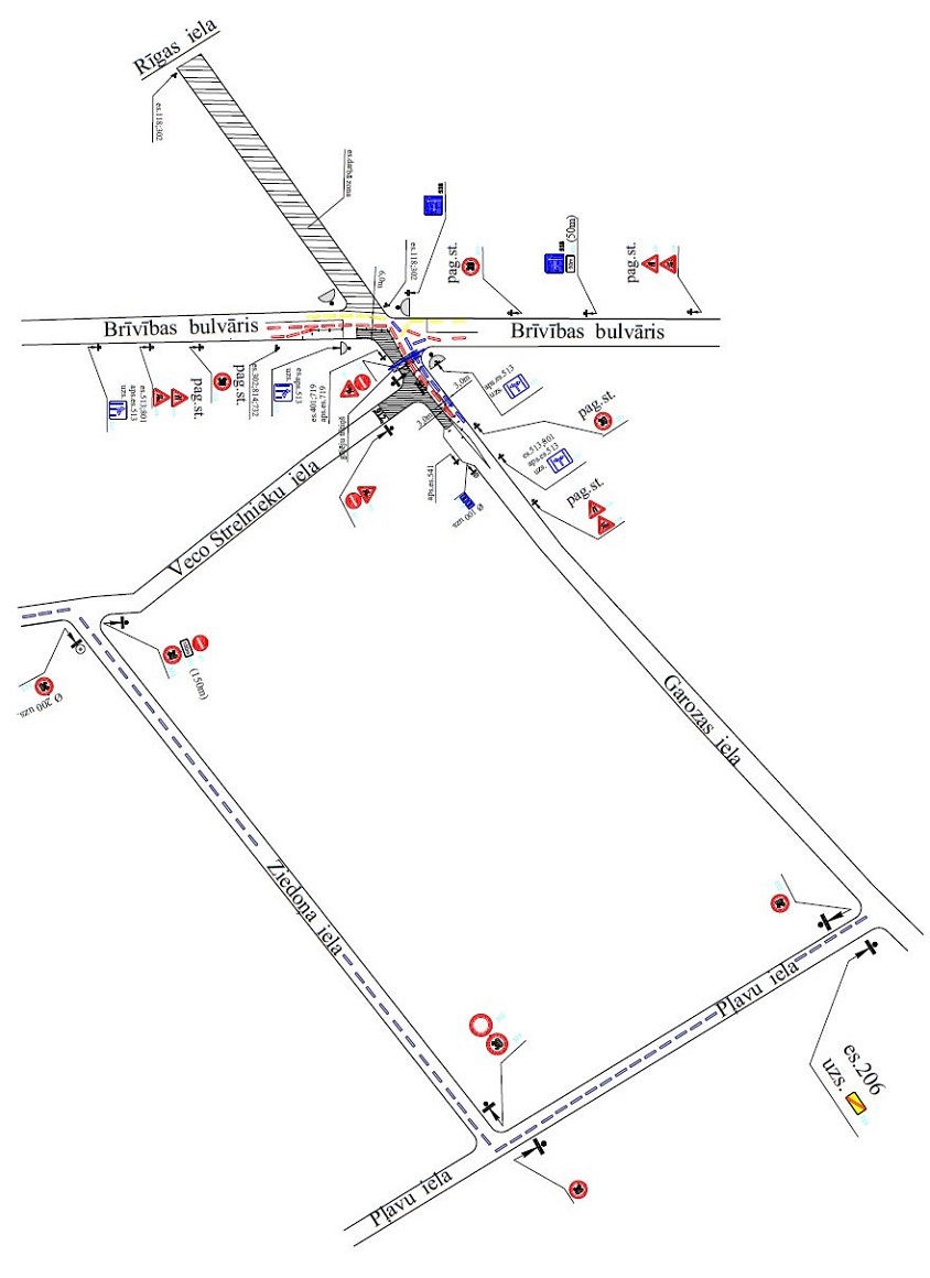 Satiksmes organizācijas shēma Garozas ielā