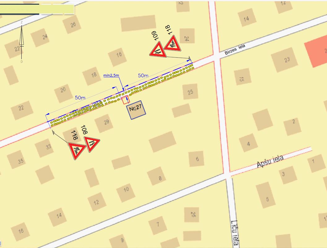 Satiksmes organizācijas shēma Birzes ielā