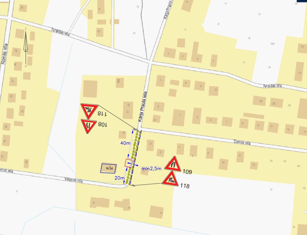 Satiksmes organizācijas shēma Kārļa Praula ielā