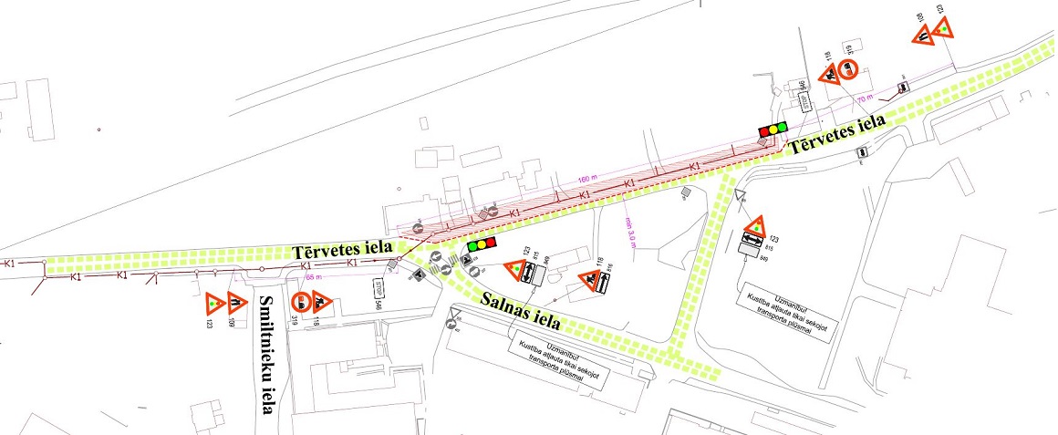 Satiksmes organizācijas shēma Tērvetes ielā