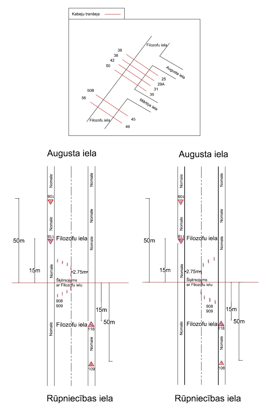 Satiksmes organizācijas shēma Filozofu ielā
