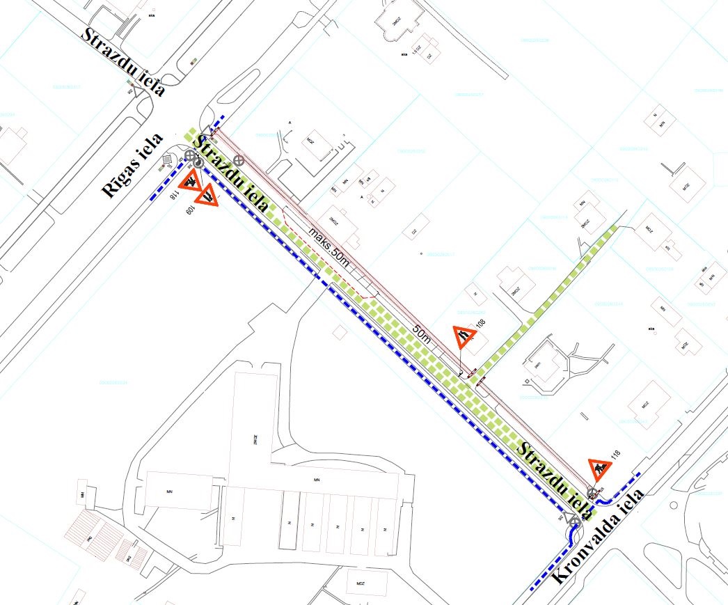 Satiksmes organizācijas shēma Strazdu ielā