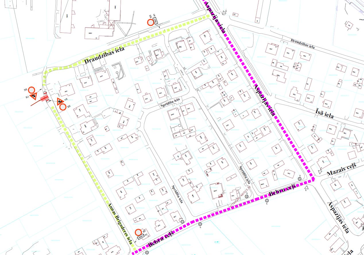 Satiksmes organizācijas shēma Draudzības - Brigaderes ielā