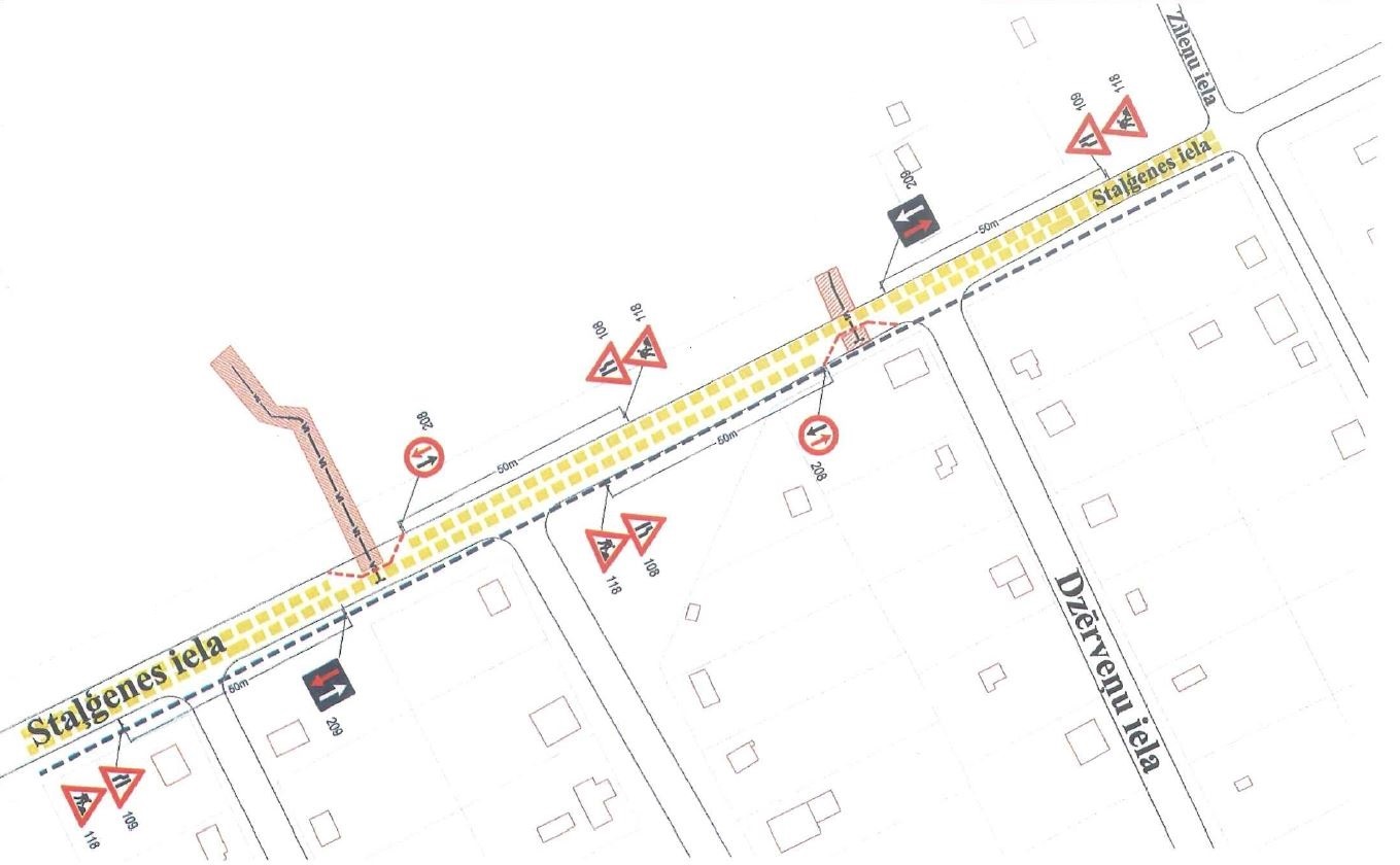 Satiksmes organizācijas shēma Staļģenes ielā