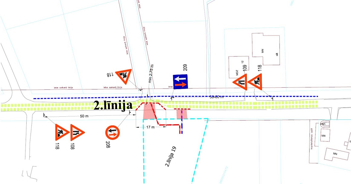 Satiksmes organizācijas shēma 2. līnijā