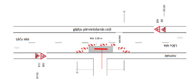 Satiksmes organizācijas shēma Lāču ielā