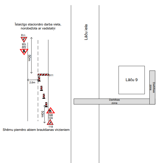 Satiksmes organizācijas shēma Lāču ielā
