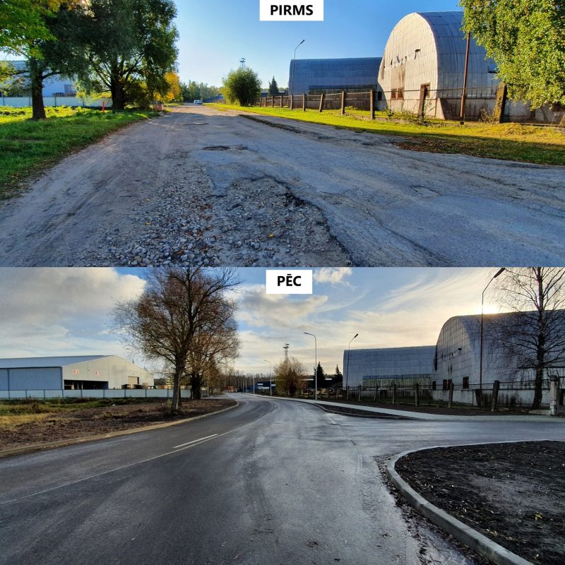 Smiltnieku iela pirms un pēc izbūves