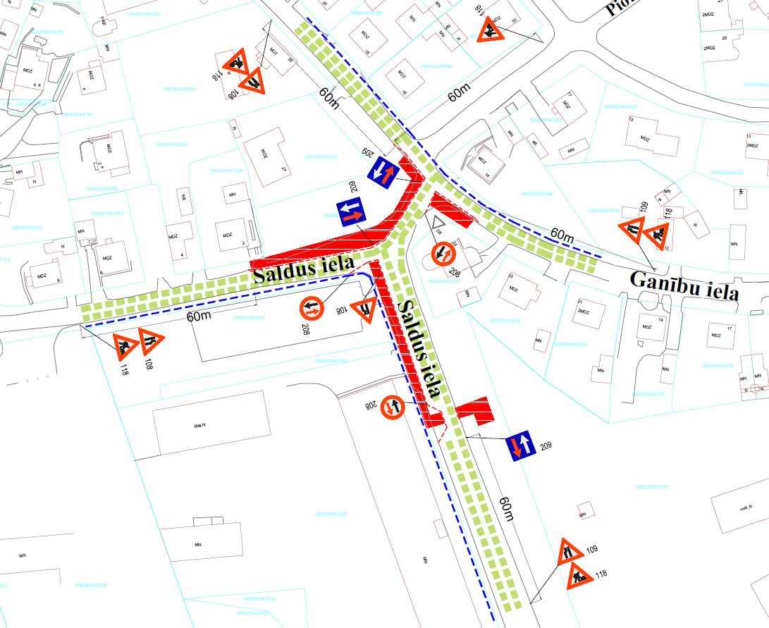 Satiksmes organizācijas shēma Saldus ielā