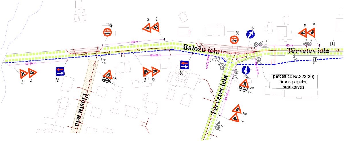 Satiksmes organizācijas shēma Baložu ielā