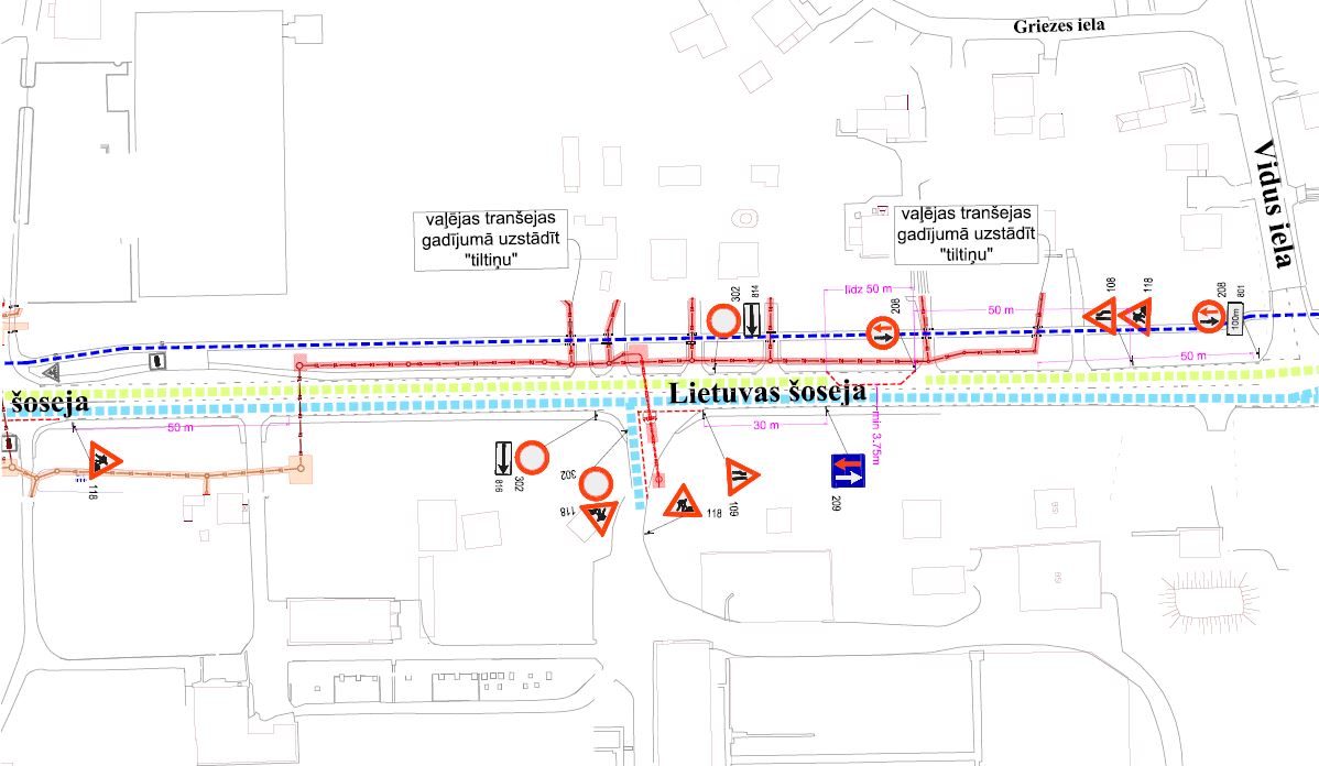 Satiksmes organizācijas shēma Lietuvas šosejā