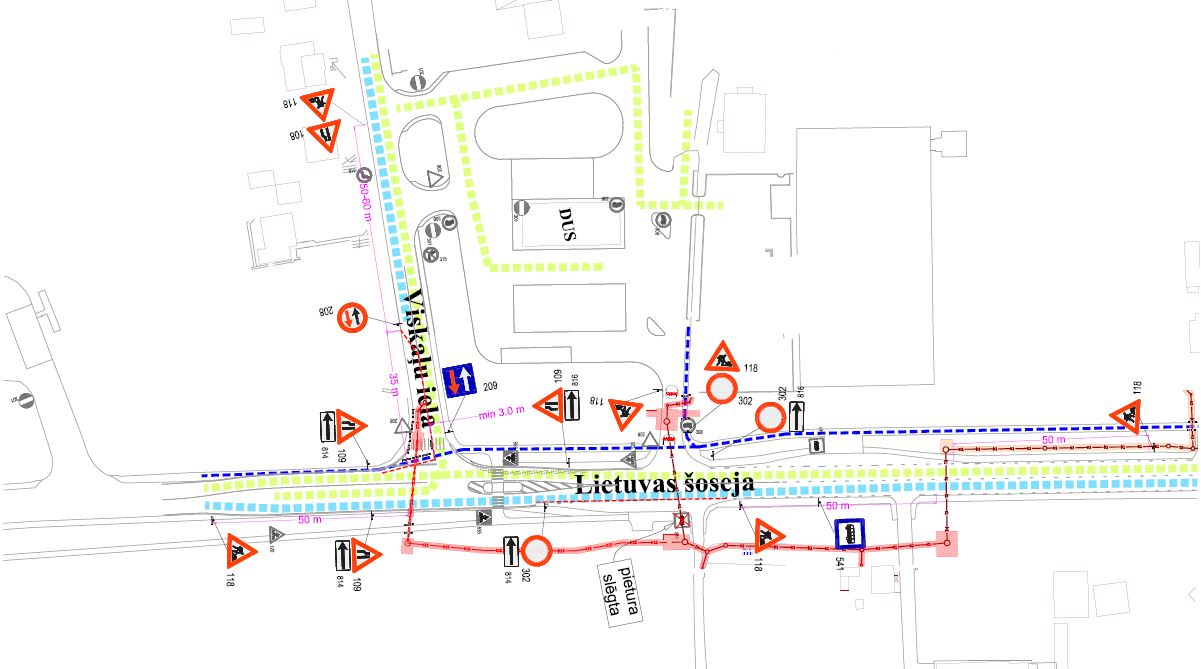 Satiksmes organizācijas shēma Lietuvas šosejā