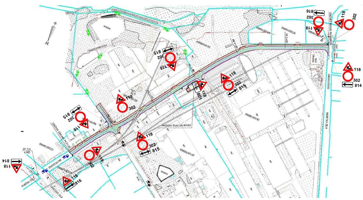 Satiksmes organizācijas shēma Rubeņu ceļā
