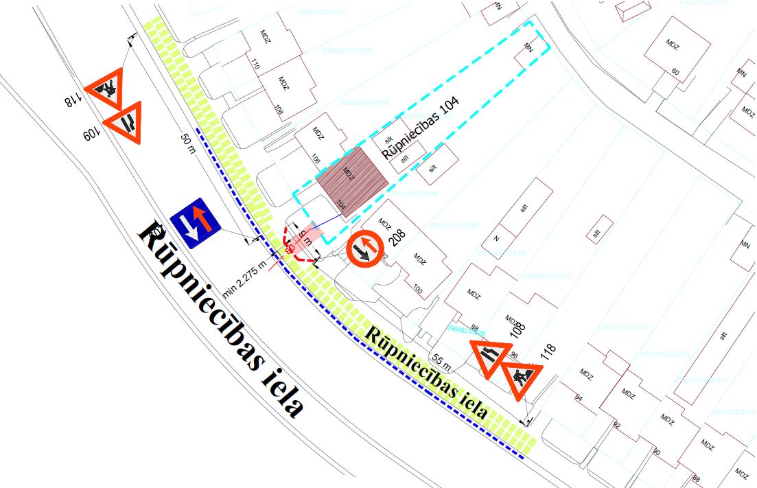 Satiksmes organizācijas shēma Rūpniecības ielā