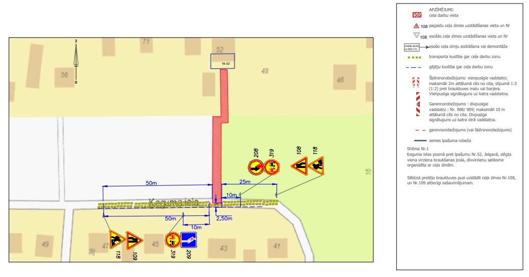 Satiksmes organizācijas shēma Ķeguma ielā