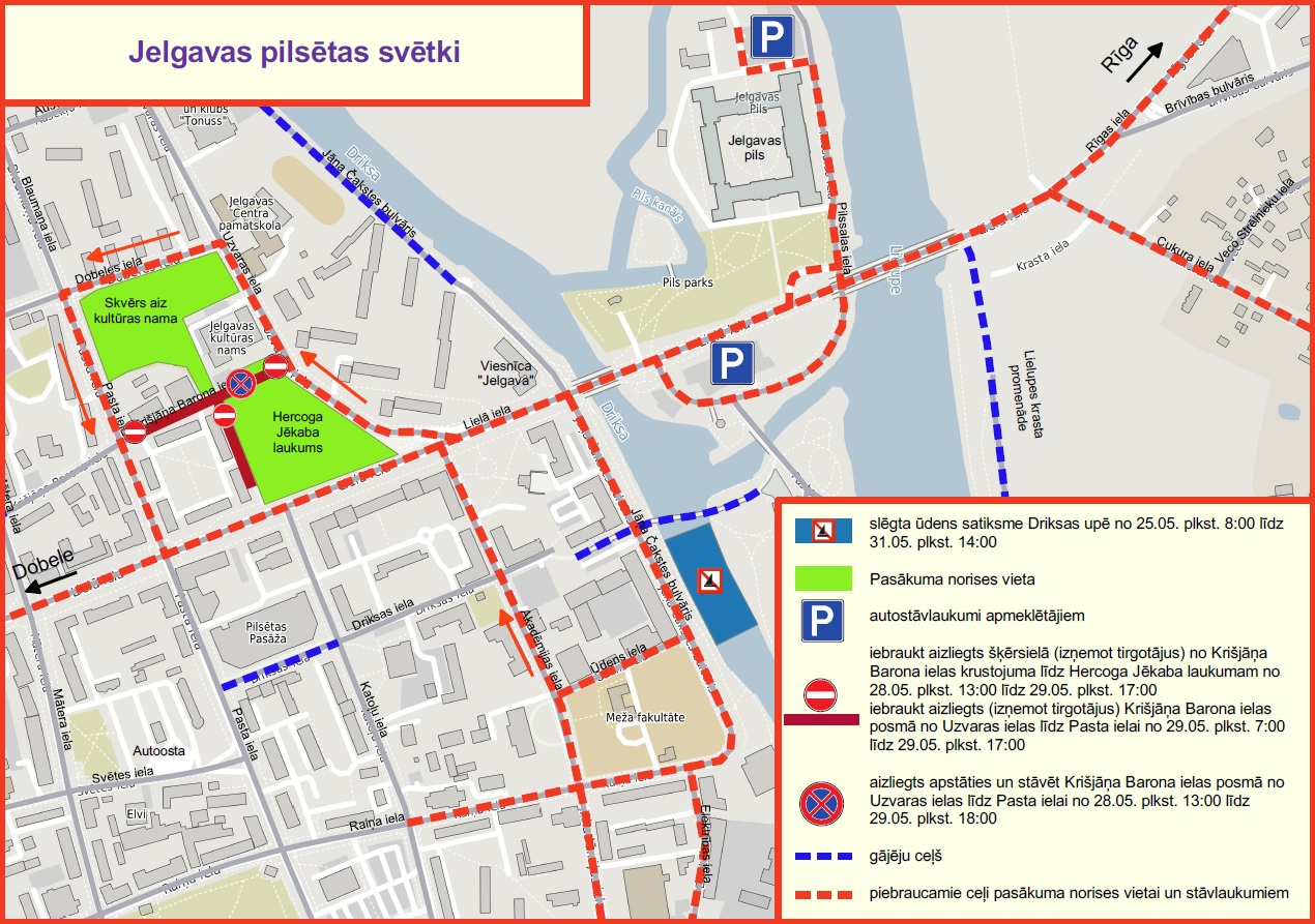 Satiksmes organizācijas shēma Jelgavas pilsētas svētku norises laikā