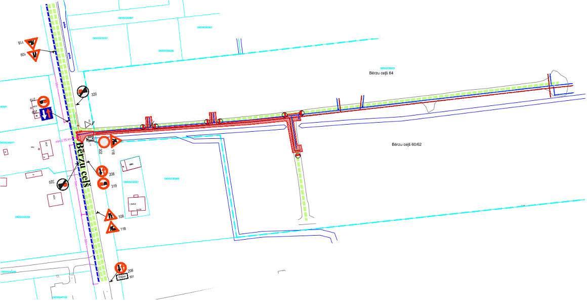 Satiksmes organizācijas shēma Bērzu ceļā