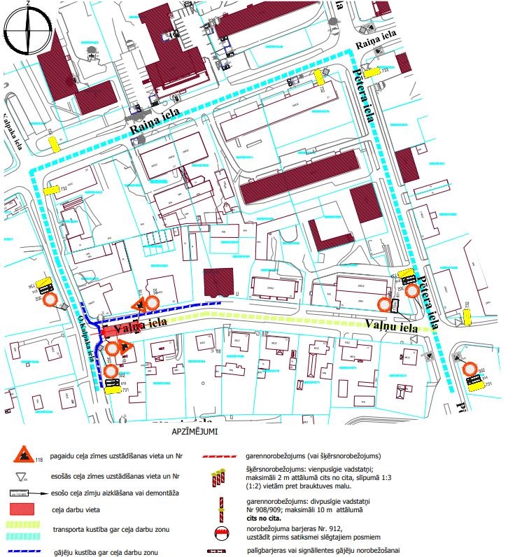 Satiksmes organizācijas shēma Vaļņu ielā