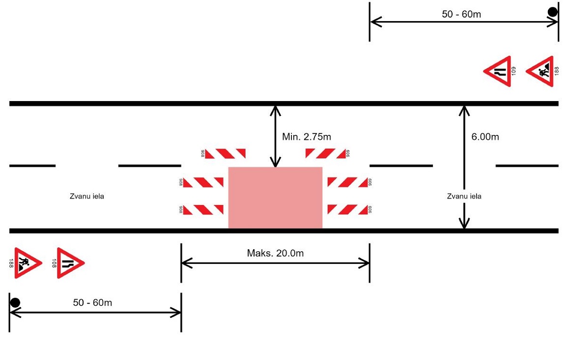 Satiksmes organizācijas shēma Zvanu ielā