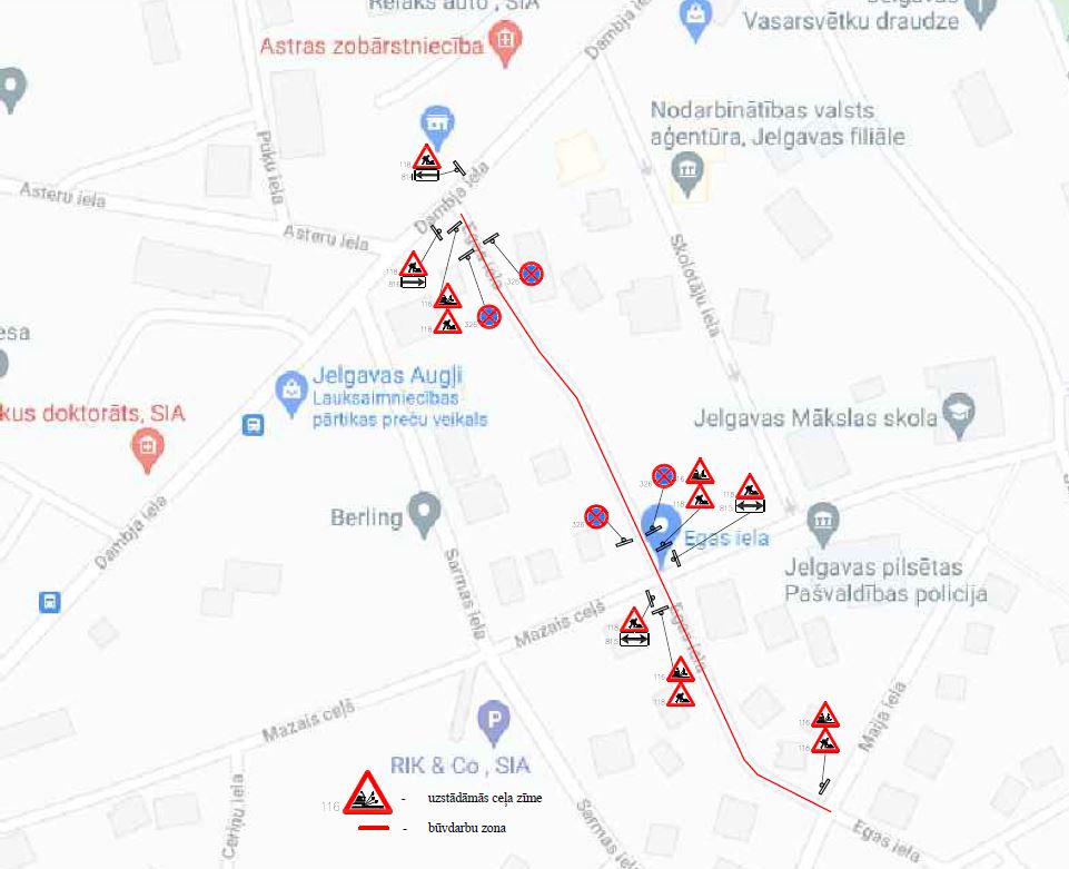 Satiksmes organizācijas shēma Egas ielā