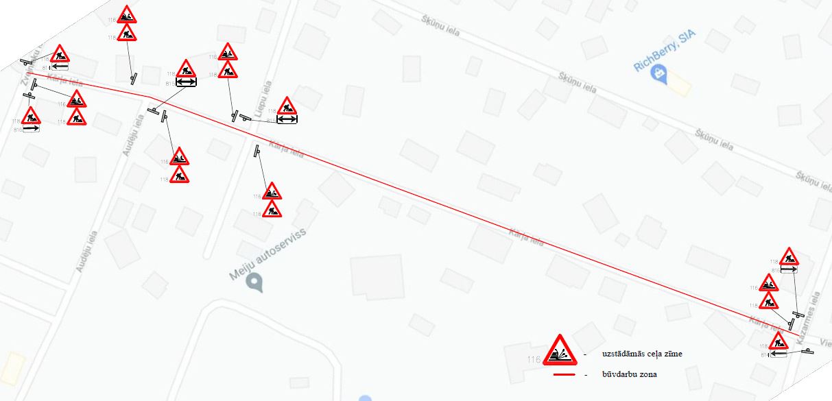 Satiksmes organizācijas shēma Kārļa ielā