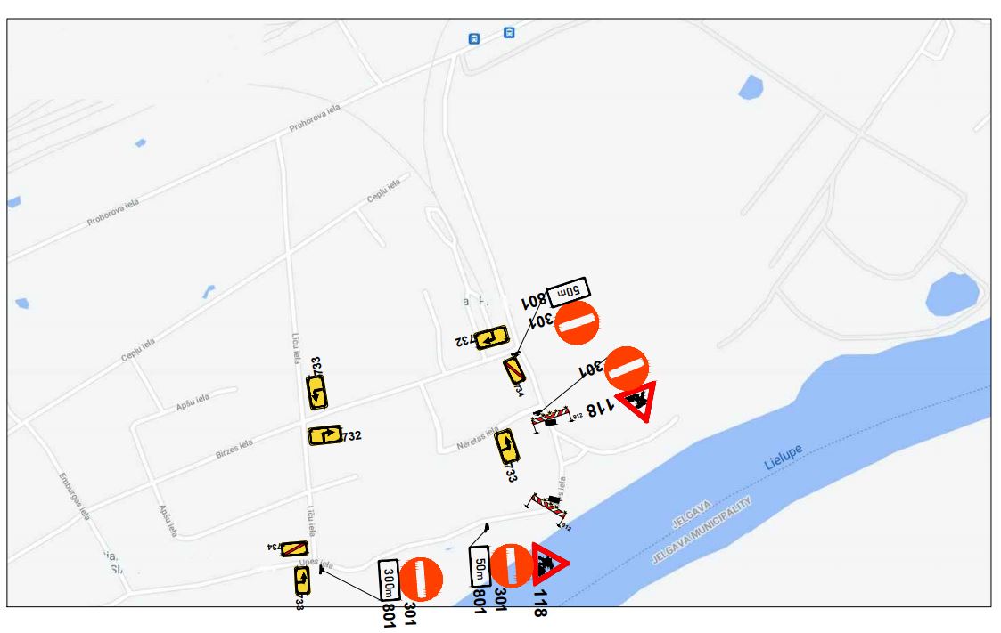 Satiksmes organizācijas shēma Neretas ielā
