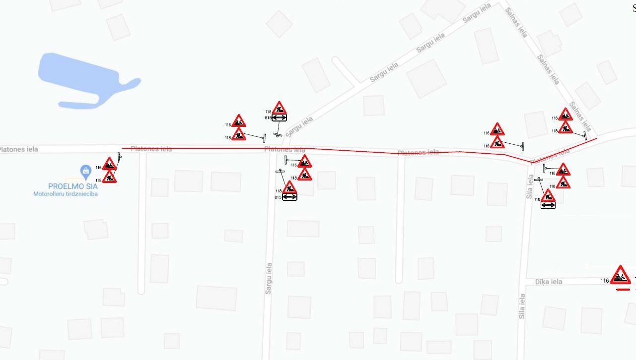 Satiksmes organizācijas shēma Platones ielā