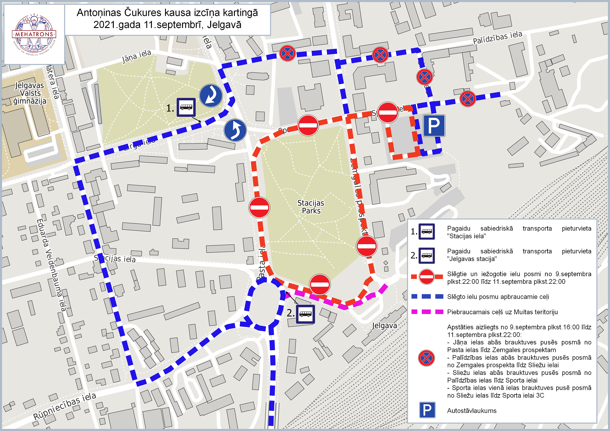 Satiksmes organizācijas shēma kartinga sacensību norises laikā