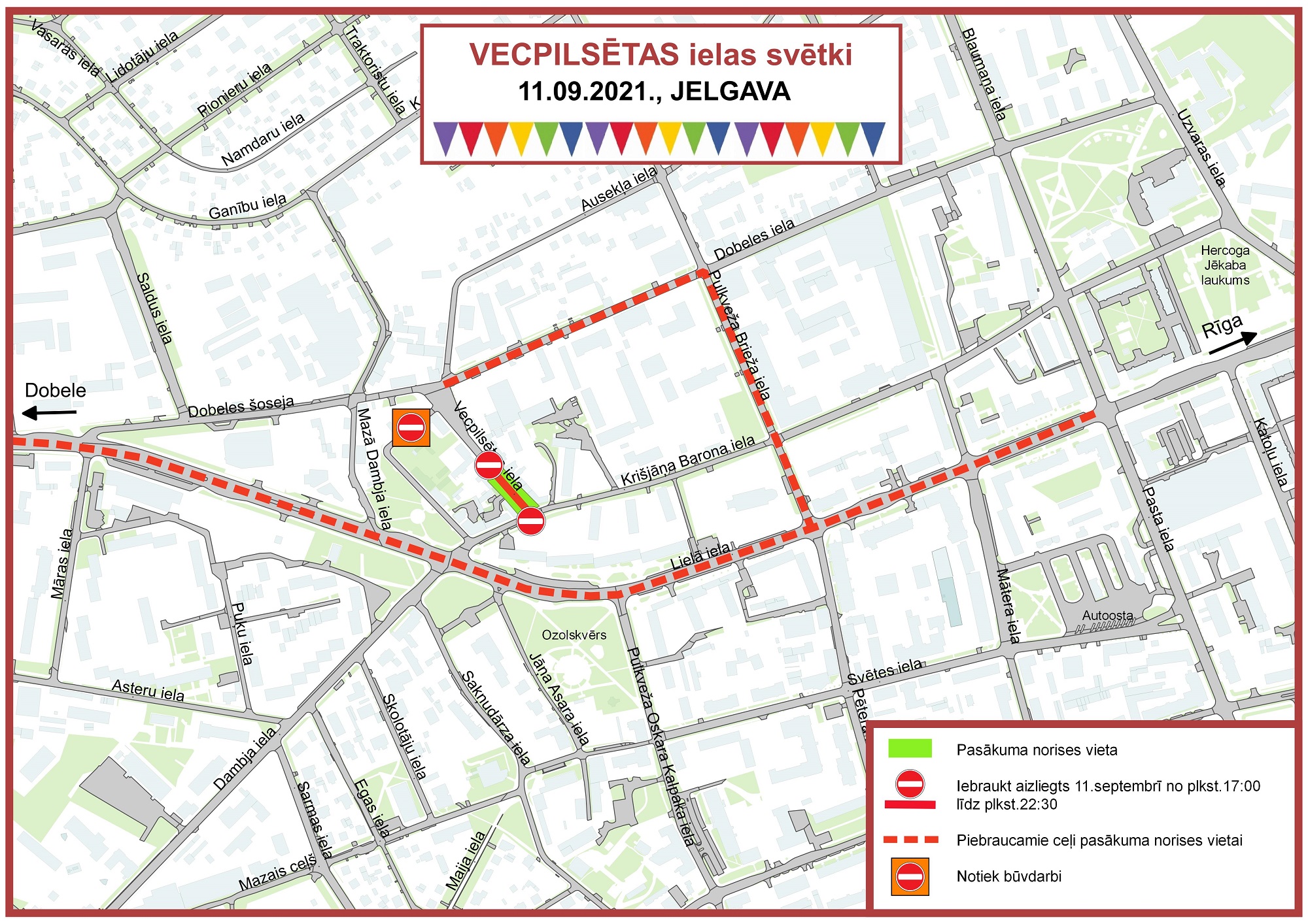 Satiksmes organizācijas shēma Vecpilsētas ielas svētku norises laikā