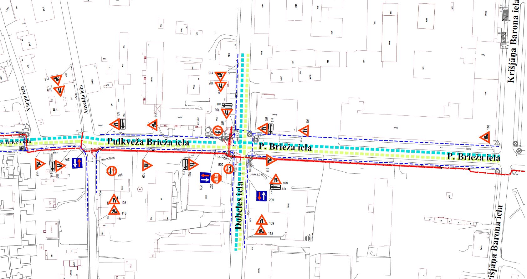 Satiksmes organizācijas shēma Pulkveža Brieža ielā