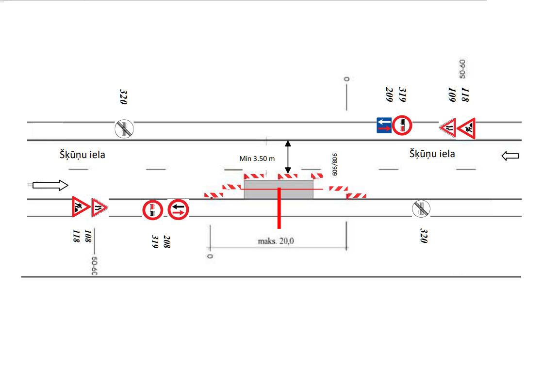 Satiksmes organizācijas shēma Šķūņu ielā