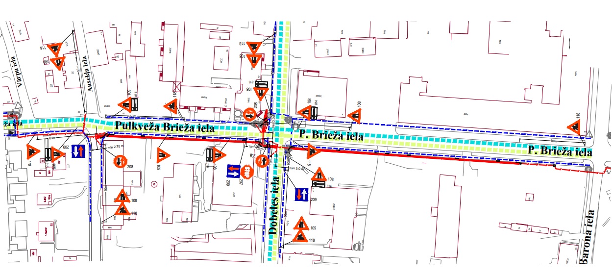 Satiksmes organizācijas shēma Pulkveža Brieža ielā