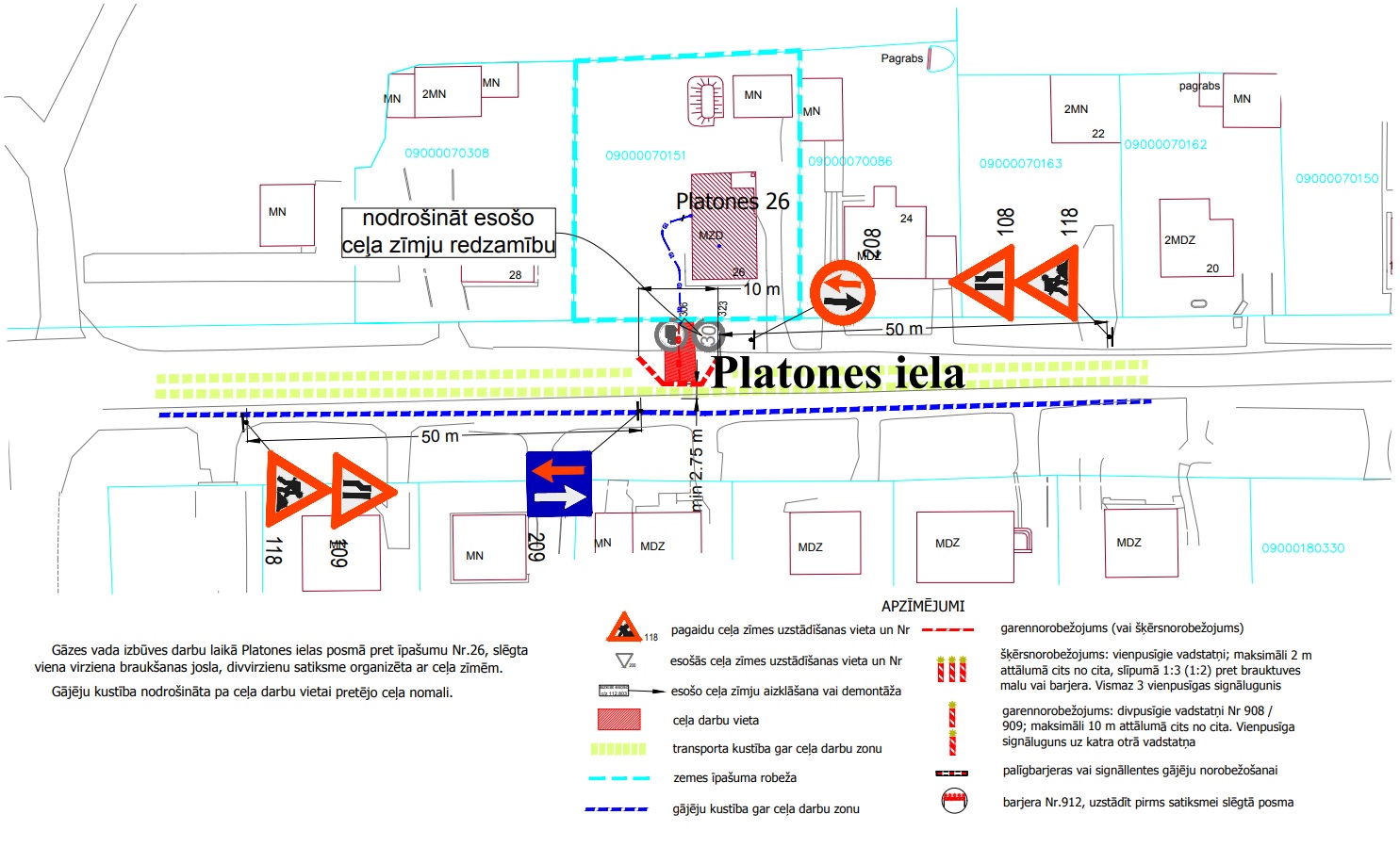 Satiksmes organizācijas shēma Platones ielā
