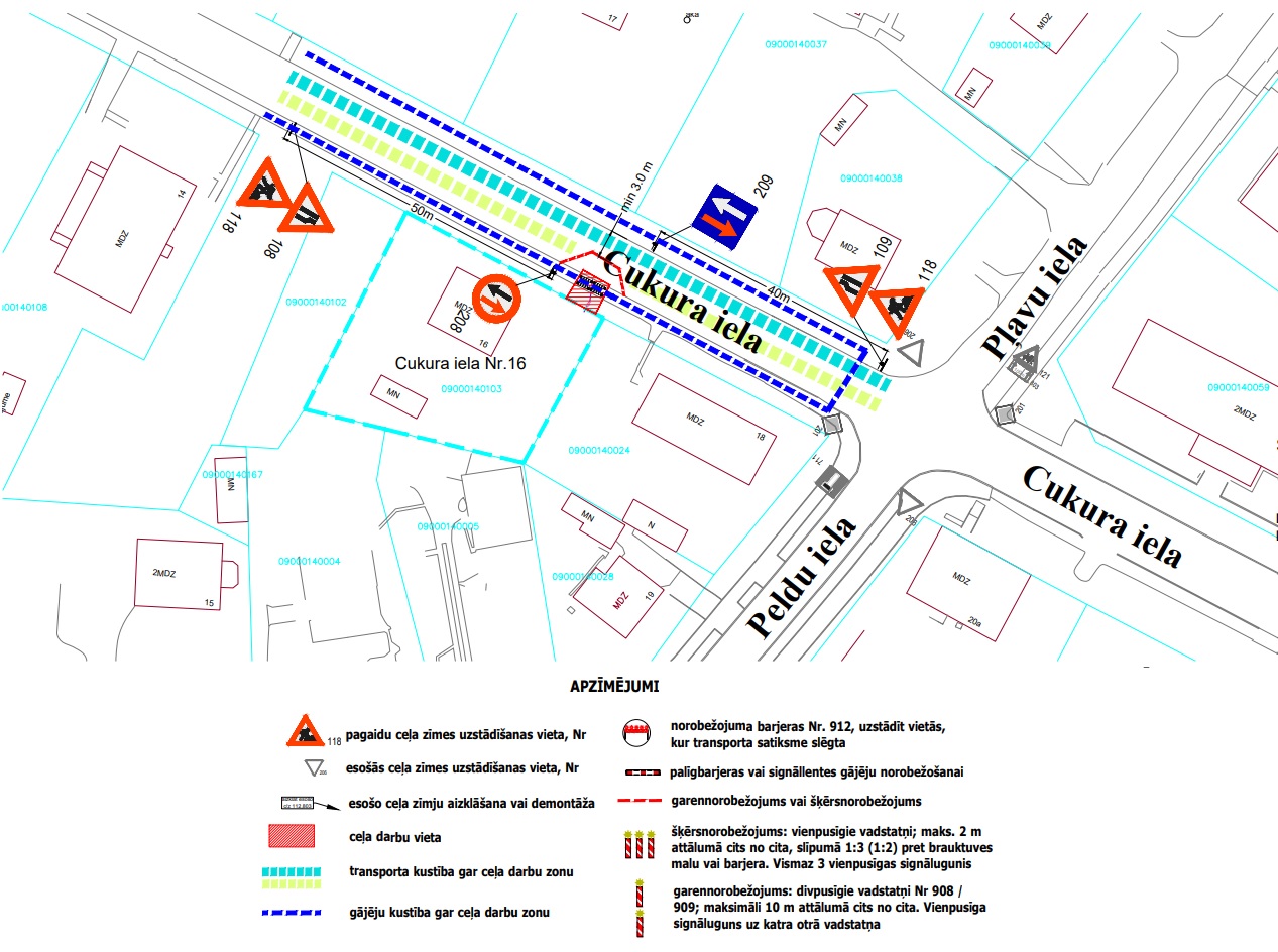 Satiksmes organizācijas shēma Cukura ielā