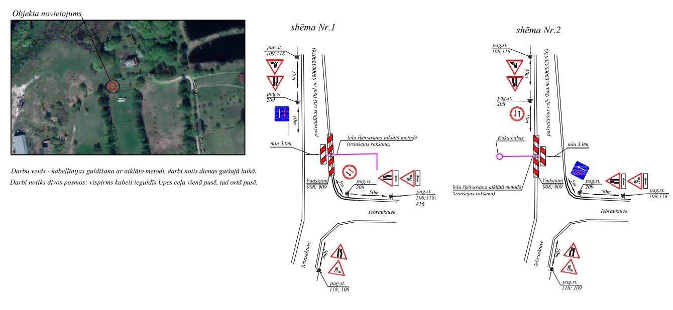 Satiksmes organizācijas shēma Upes ceļā