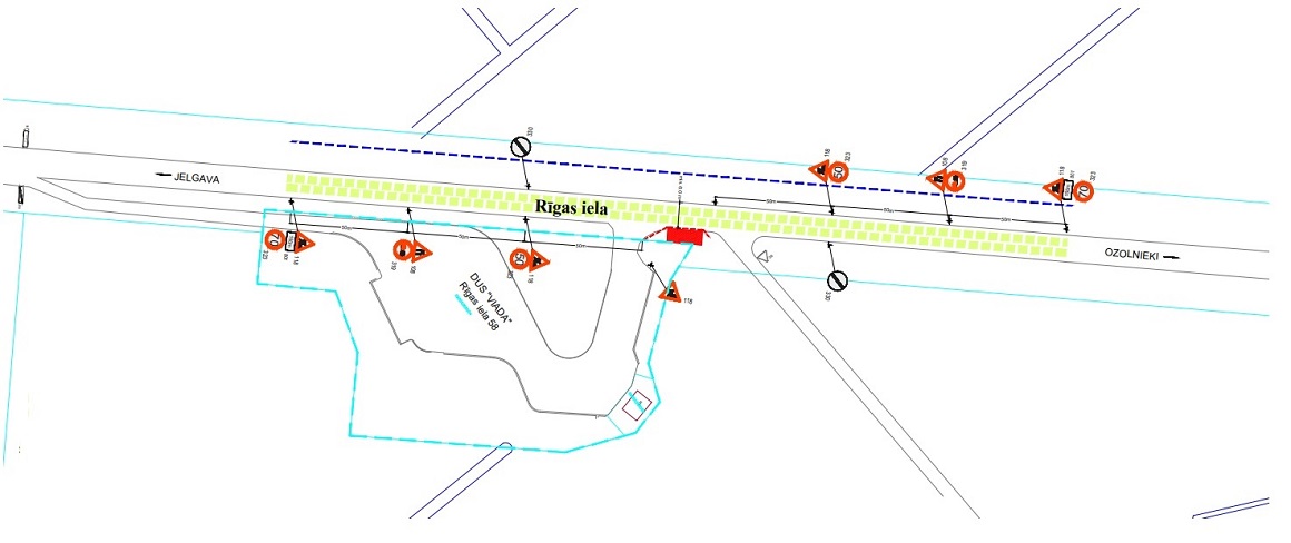 Satiksmes organizācijas shēma Rīgas ielā