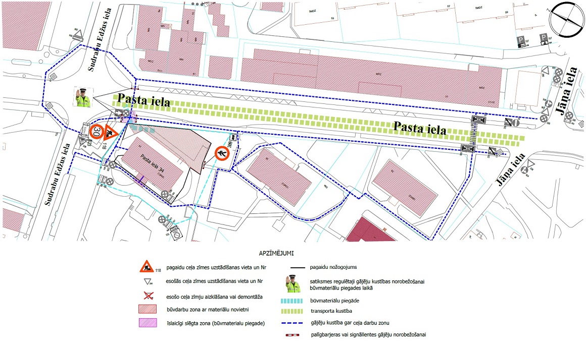 Satiksmes organizācijas shēma Pasta ielā