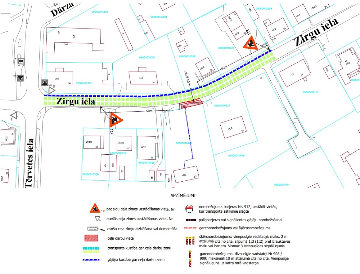 Satiksmes organizācijas shēma Zirgu ielā