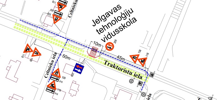 Satiksmes organizācijas shēma Traktoristu ielā no 02.06.-03.06.