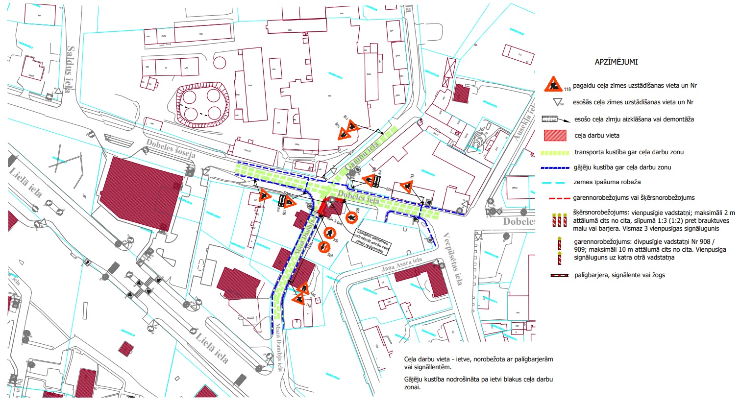 Satiksmes organizācijas shēma Mazā Dambja ielā