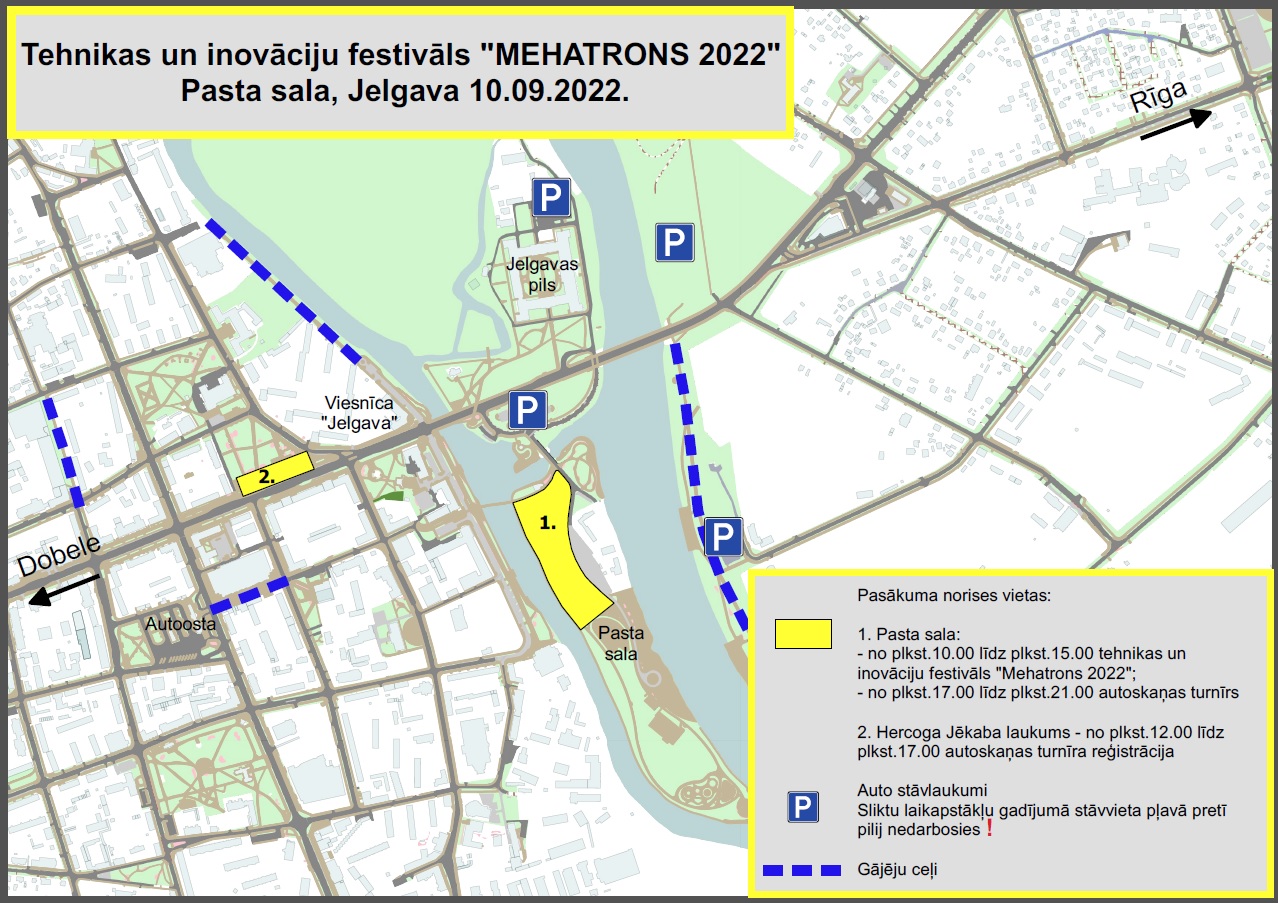 Satiksmes organizācijas shēma tehnikas un inovāciju festivāla “Mehatrons 2022” laikā